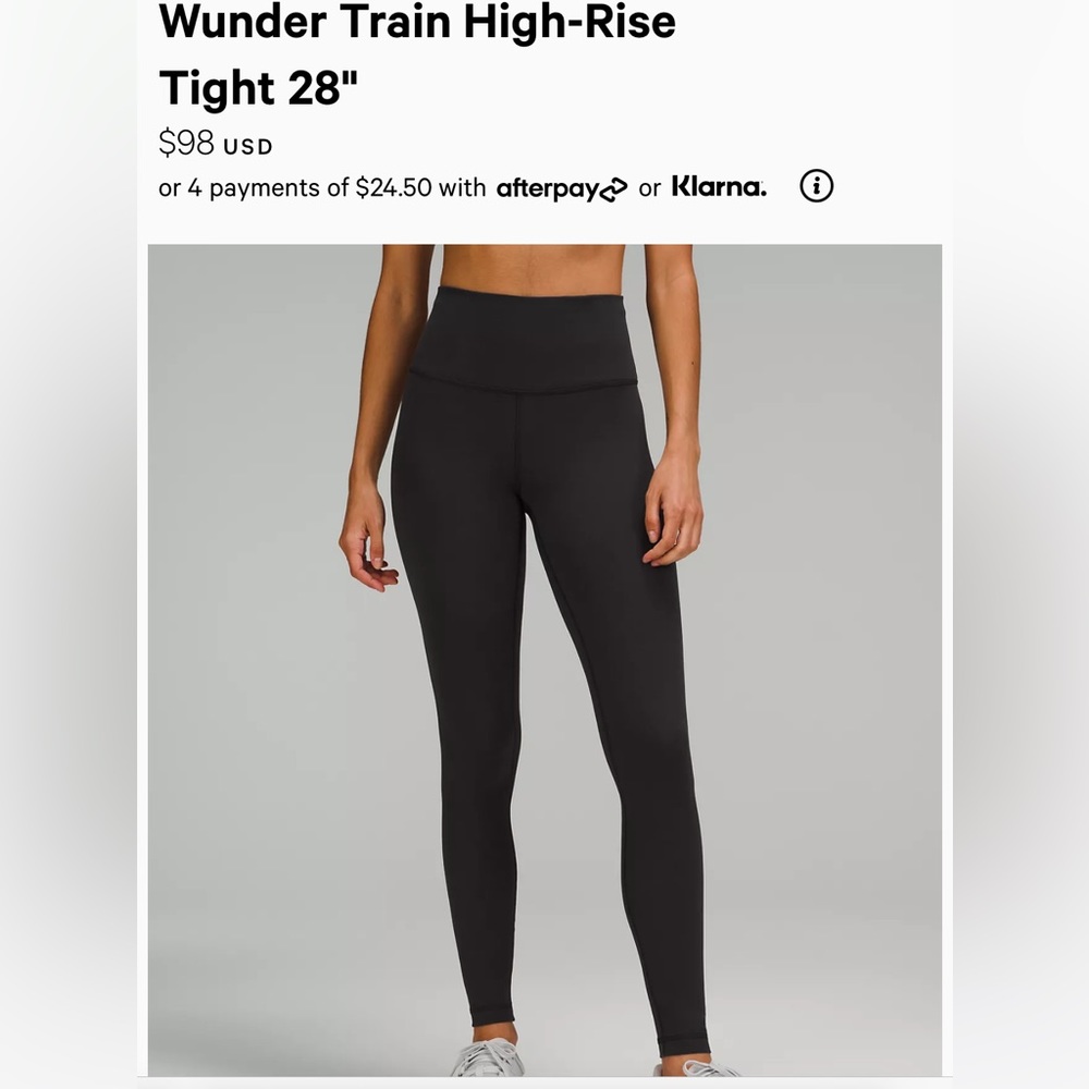 Worn once lululemon wunder under leggings, 28”, women size 2